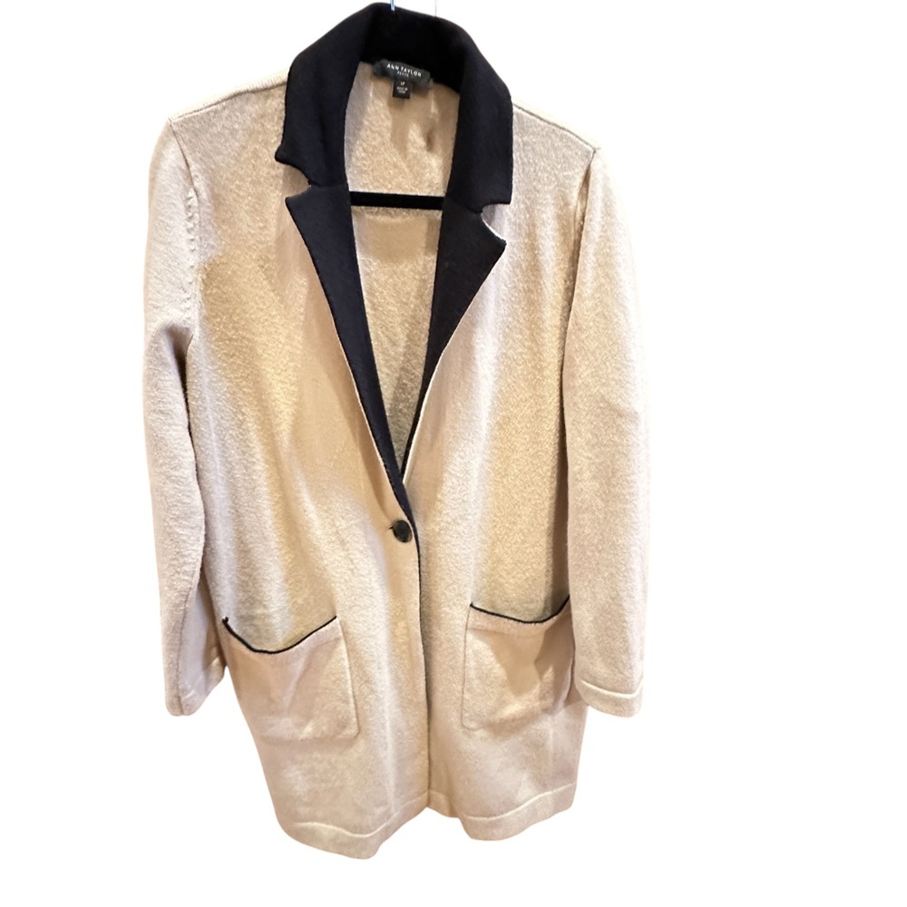 Ann Taylor Factory Cream and Black Blazer